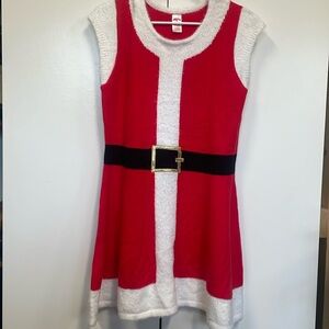 Knit holiday time Santa dress. Holiday parties or Santa run  large.